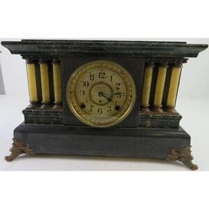 Seth Thomas Vintage Luxury Mantle Desk Clock with Marble Design Vintage